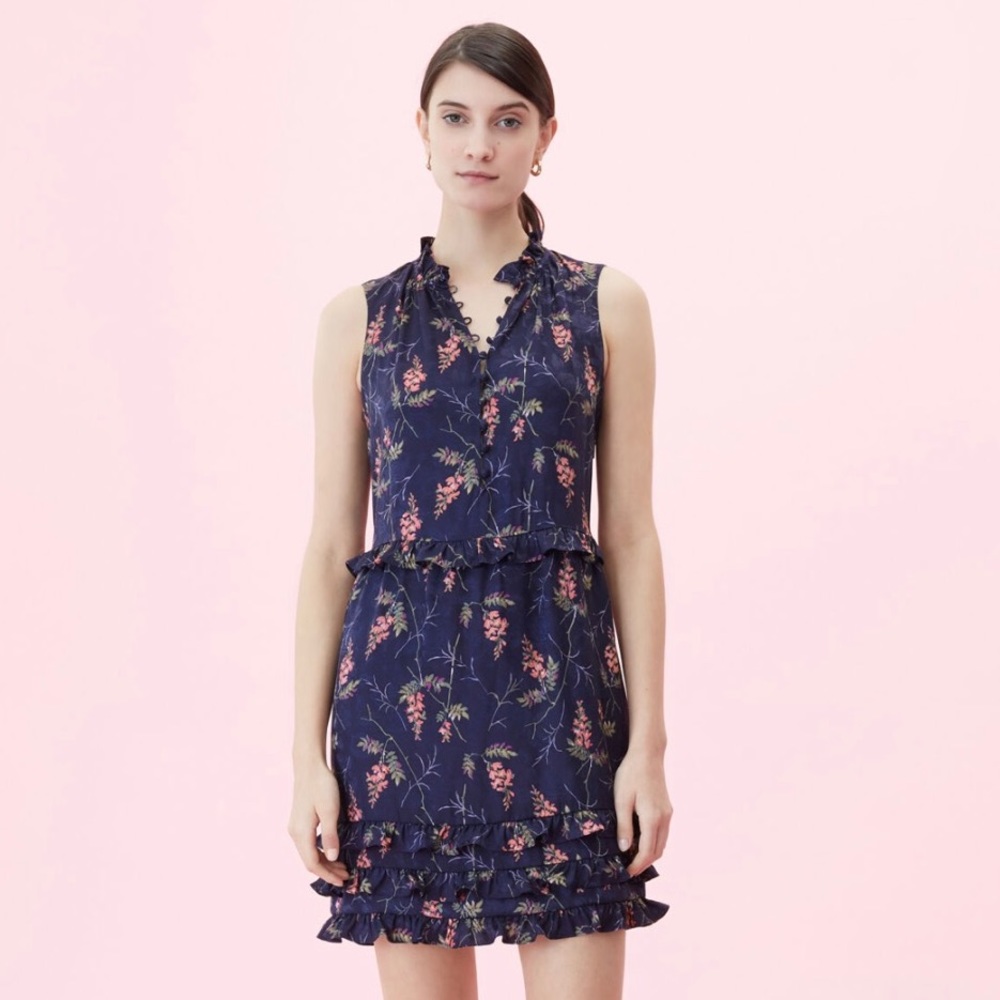 SPRIG FLORAL PRINT JACQUARD DRESS
